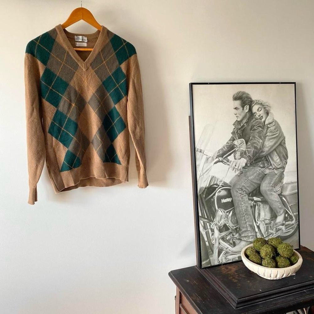 Vintage 60s 70s Sir Anthony argyle sweater avant-garde ivy style made in France